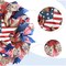 Patriotic Burlap Mesh Wreath 16 Inch, Blue American Flag Front Door Decoration for Memorial Day, 4th of July, Veterans Day & USA Holidays